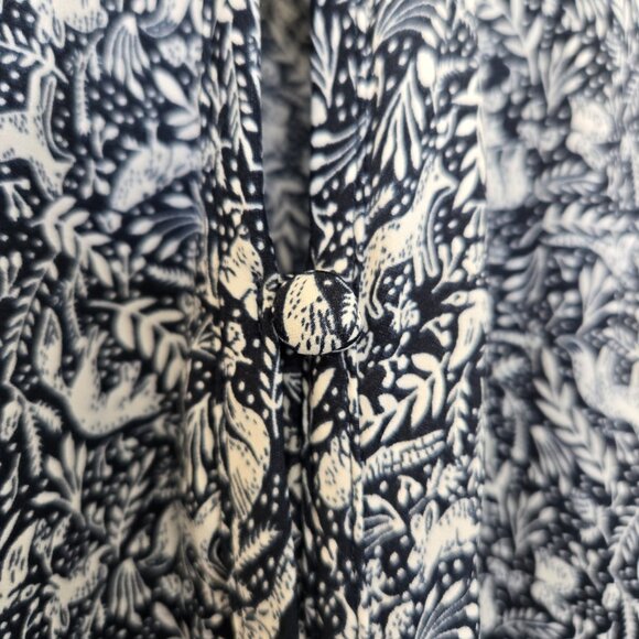Lauren Conrad Button Front Blouse Ruffle Collar Fox Rabbits Forest Print Size L - Picture 5 of 9
